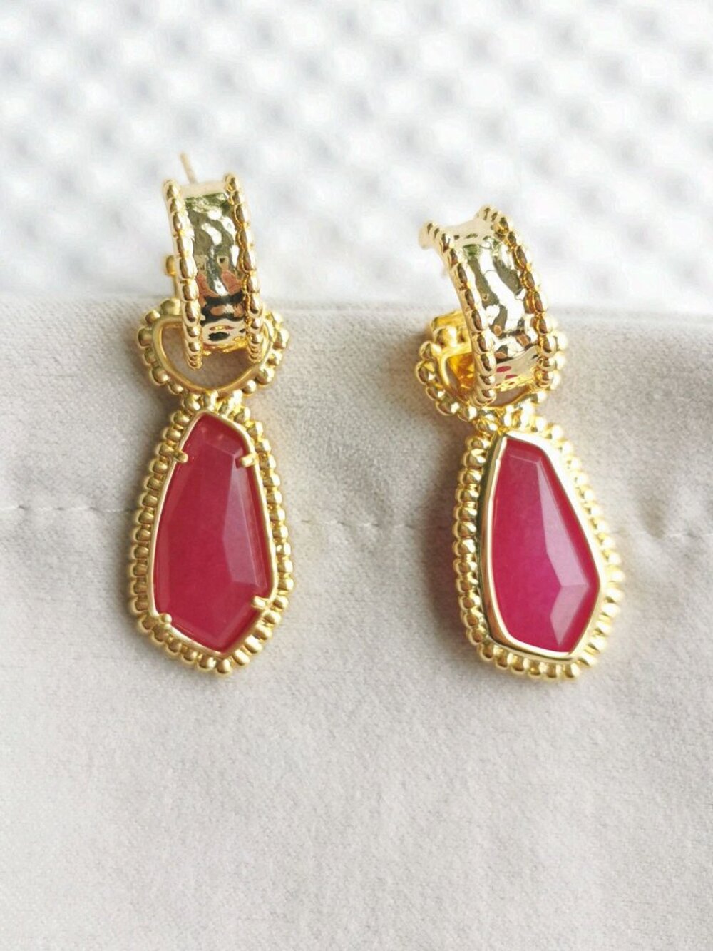 Alicia Bonnie Gold Red Agate Sera Earrings NEW